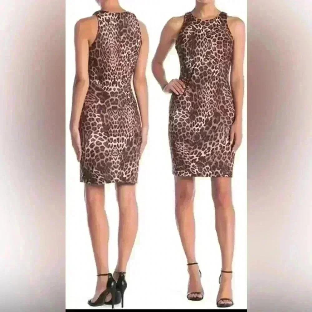NWT Alexia Admor LEOPARD Daphne Jewel Neck Dress Sz: XL